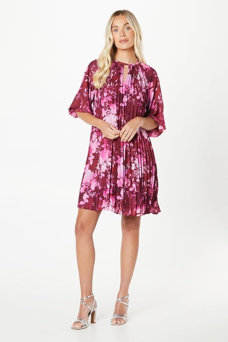 Petite Floral Pleated 3/4 Sleeve Shift Dress - Image 2
