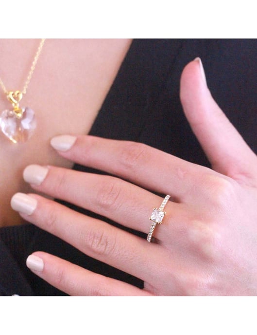 Einfacher quadratischer Ring - Gold und Kristall - Image 2