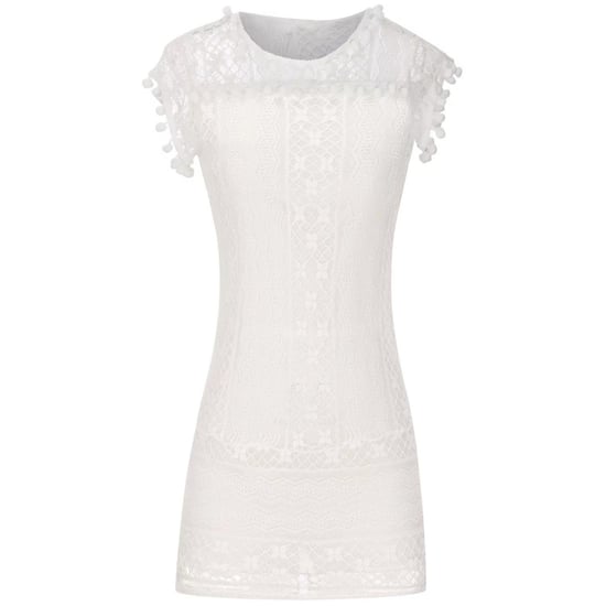 White Casual Sleeveless Lace Dress