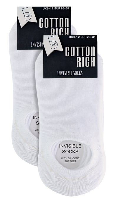 10 Paar Multipack Kids Invisible Socks | Sock Snob | Atmungsaktive weiße No Show Socken für Mädchen & Jungen - Weiß - Image 2