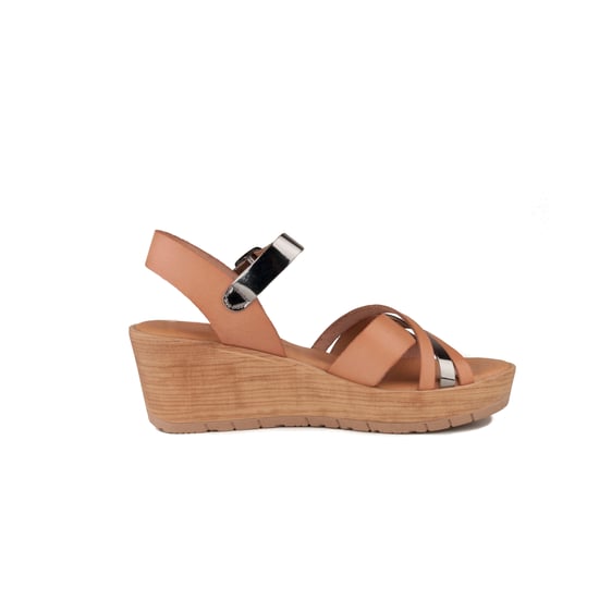 Confortable wedge sandal Purapiel in Nude
