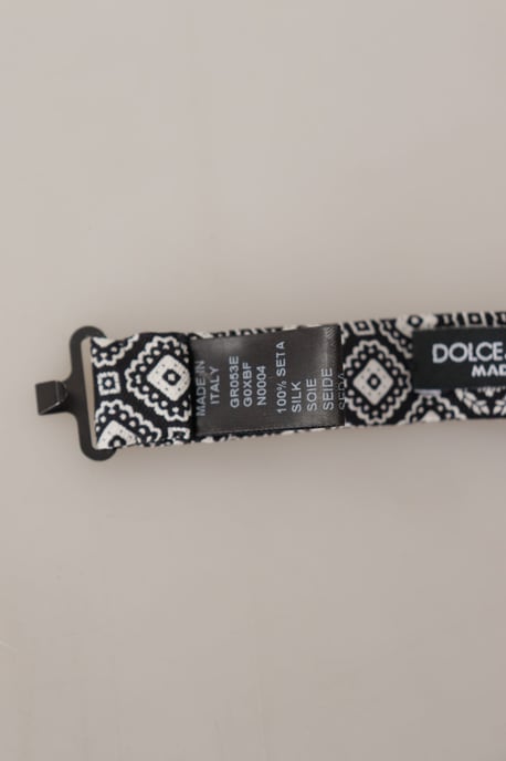 Dolce & Gabbana Schwarz-weiße 100% Seide Verstellbarer Hals Papillon Herrenfliege - Image 5