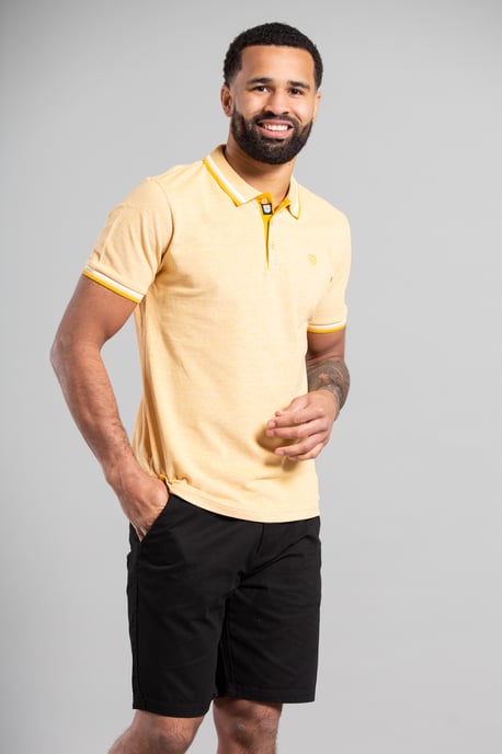 Yellow Short Sleeve Cotton Pique Polo Shirt