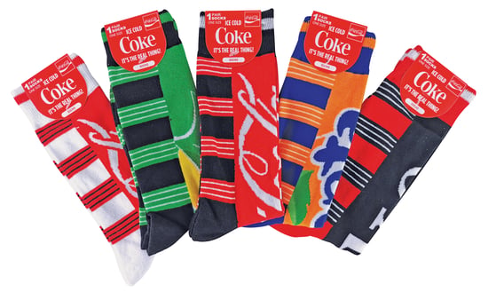 Coca Cola - 5 Pack Unisex bunt gestreift Spaß Neuheit Markenlogo Baumwolle Socken für Männer und Frauen - CM549 - Image 2