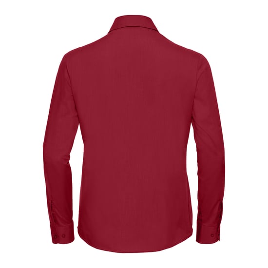 Russell Collection Womens/Ladies Poplin Easy-Care Long-Sleeved Shirt (Classic Red)