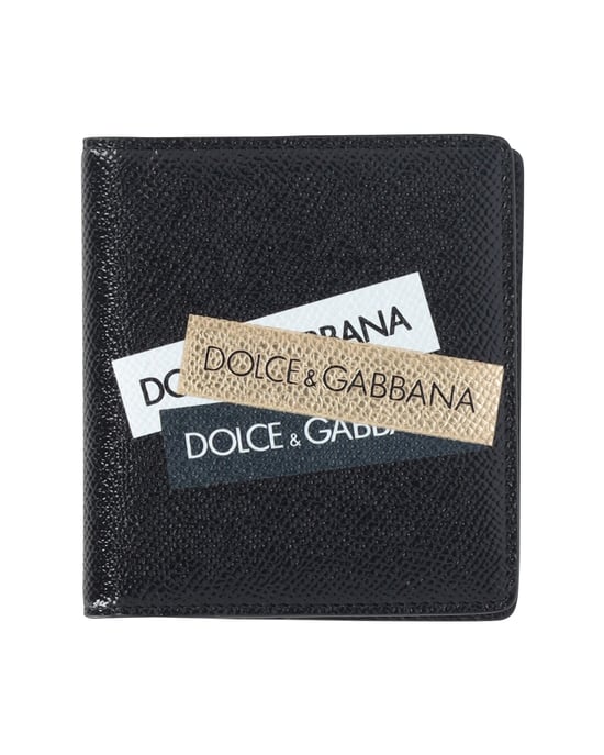 Dolce & Gabbana Logo Geldbörse im Querformat aus schwarzem Leder - Image 1