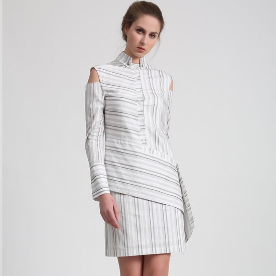 Strukturiertes Hemdkleid mit abnehmbaren Ärmeln - Image 2