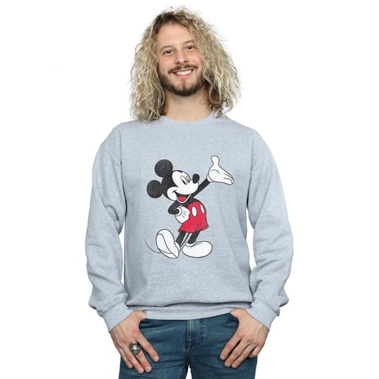 Disney Mens Traditional Wave Mickey Mouse Sweatshirt (Sports Grey)