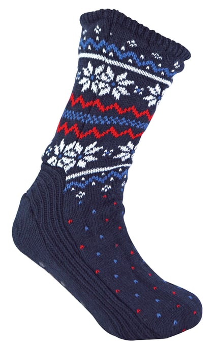 Herren Winter Warm Weihnachten Bootie Socken | Fairisle Muster | Für kaltes Wetter - Navy Fairisle - Image 1