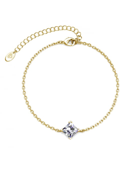 Einfaches quadratisches Handschellen-Set - Gold und Kristall - Image 3