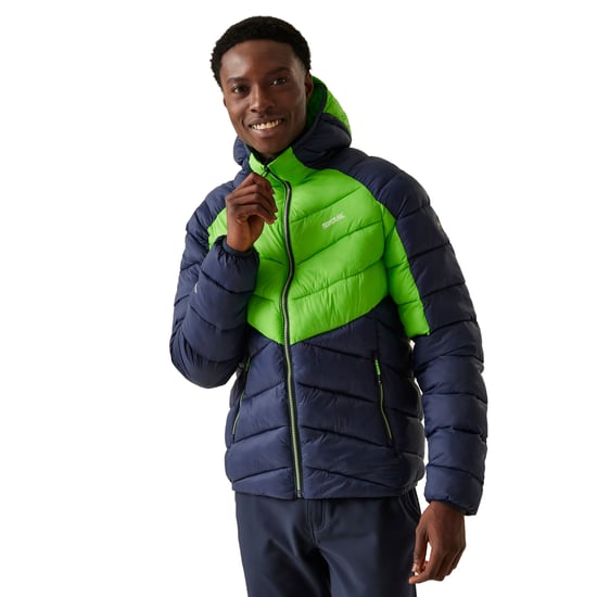 Regatta Mens Dalent Hooded Insulated Jacket (Green Flash/Navy)