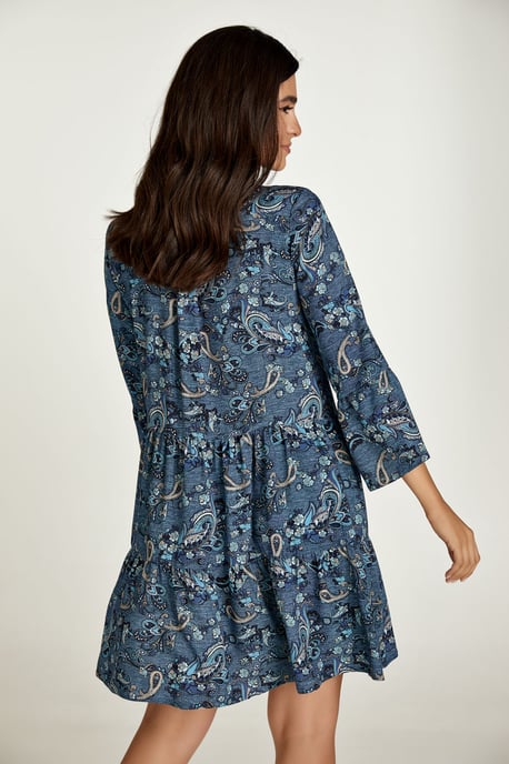 Indigo Paisley Print A Line Dress