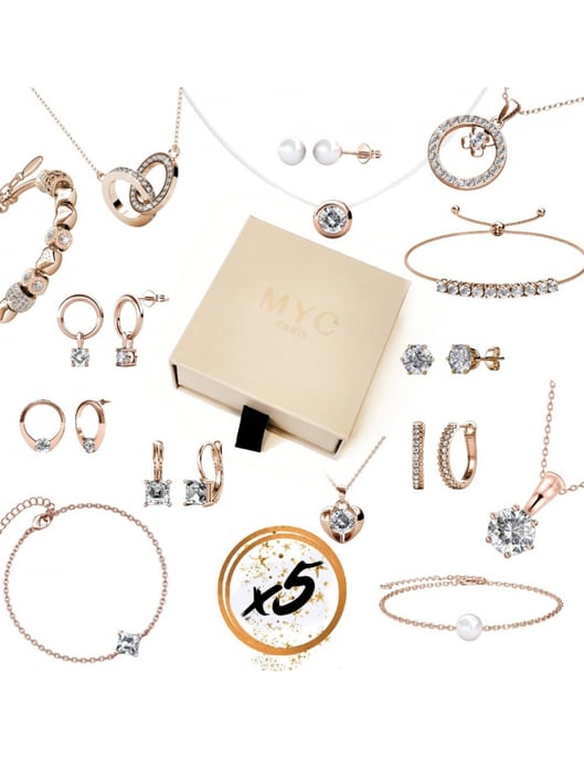 5 Überraschungsjuwelen in einer Geschenkbox - Rose Gold und Kristall - Image 1