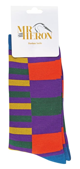Herr Heron - Herren Bambus Socken | Neuheit Funky Socken | Gemusterte Argyle gestreiften Socken | Atmungsaktiv weich | Geschenke für ihn - Streifen (lila) - Image 2