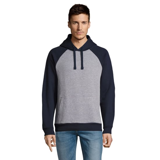 SOLS Unisex Seattle Contrast Raglan Hoodie (Grau meliert/Französisch Navy) - Image 2