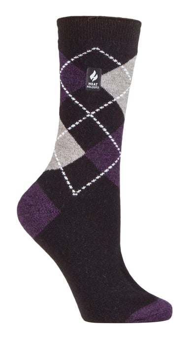 Heat Holders Lite - Isolierte Thermosocken für Damen | Mehrere Designs einschließlich Argyle Streifen Herzen Sterne | Warme Socken für den Winter - Schwarz(Cali) - Image 1