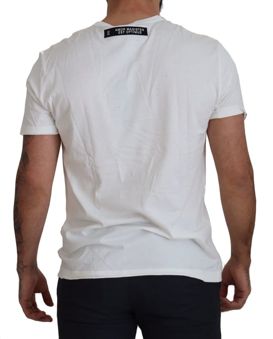 Dolce & Gabbana Weiß Amor Baumwoll Rundhals Herren T-Shirt - Image 3
