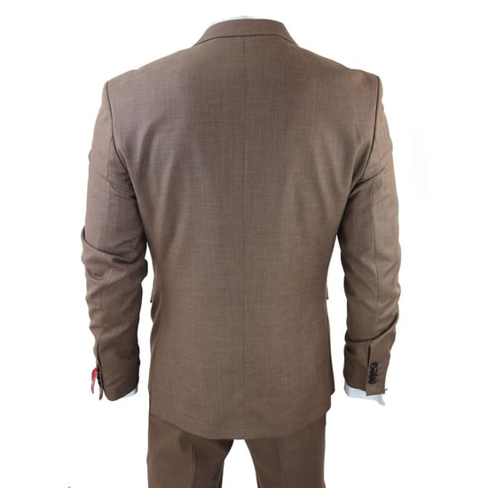 Herren Klassischer 3-teiliger Schlichter Braun-Anzug - Image 6