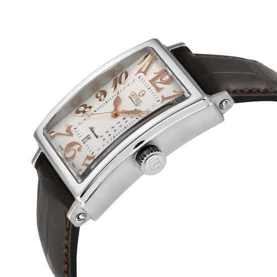 Gevril Men's Avenue of America's SS Case, Silver/RG Dial, Genuine Italian Handmade Leather Strap
