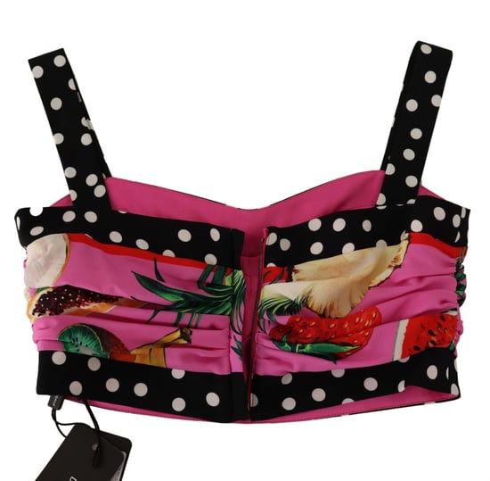 Dolce & Gabbana Damen Mehrfarbig Seidenkurzpolka-Fruchtprint-Top - Image 5