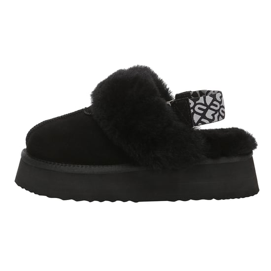 EVER AU Women Wagtail Removable Strap Platform Slippers - Black