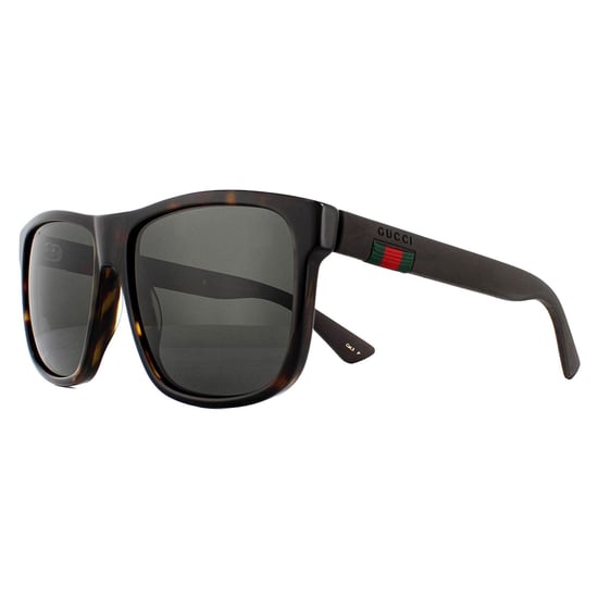 Gucci Rectangle Mens Havana and Grey Grey Polarized Sunglasses