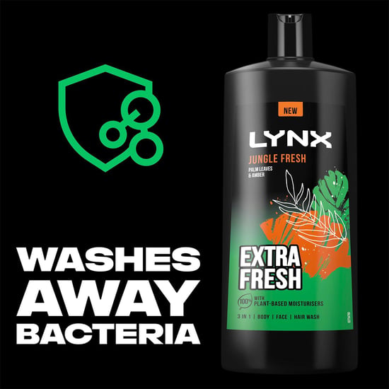 Lynx 3in1 Body, Face & Hair Wash Shower Gel Extra Fresh Jungle Fresh 700ml, 6pk