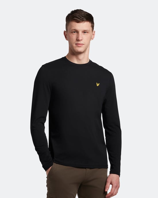 Lyle & Scott Schlichtes T-Shirt mit langen Ärmeln in Schwarz - Image 2
