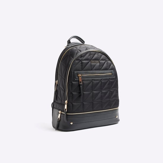 River Island Womens Backpack Black Quilted Zip Bag