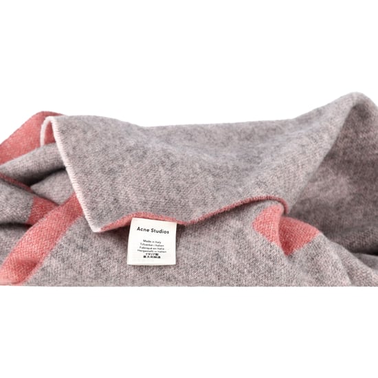 Acne Studios Logo Schal aus pinkem und grauem Wollmix - Image 3