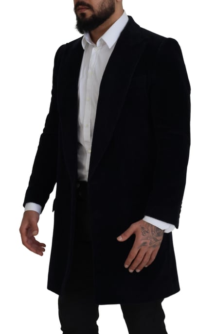 Dolce & Gabbana schwarzer Baumwoll-Cardigan langer Mantel Herrenjacke - Image 3