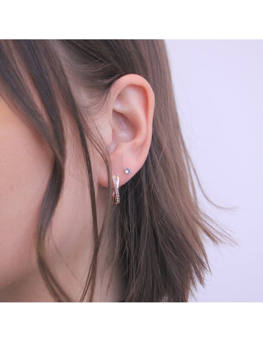 Criss Ohrringe - Rose Gold und Kristall - Image 2