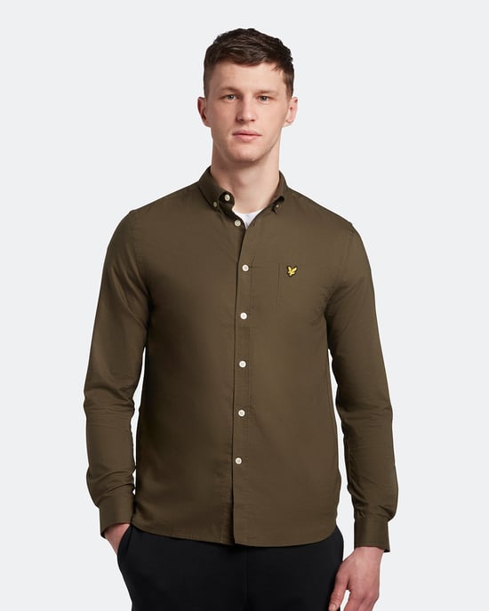 Lyle & Scott Regular Fit Leichtes Oxford-Hemd in Olive - Image 1
