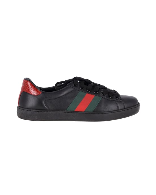 Gucci Ace Sneakers mit python-geprägtem Einsatz aus schwarzem Leder - Image 1