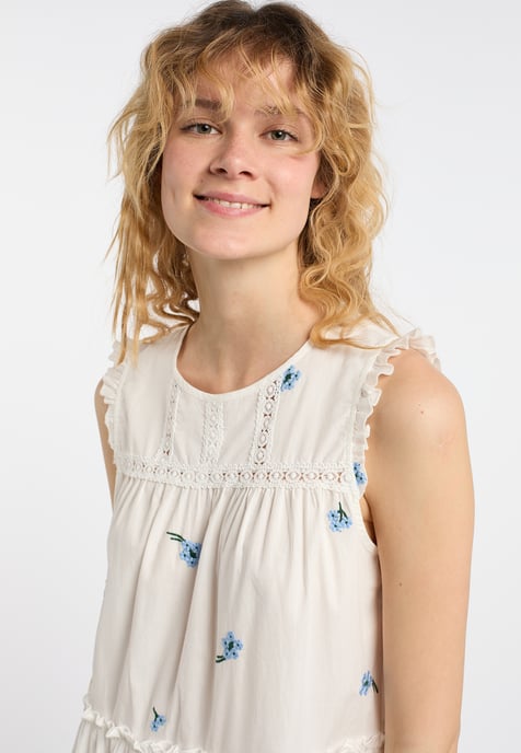 Dreimaster Midikleid Damen Wollweiss Blau - Image 5