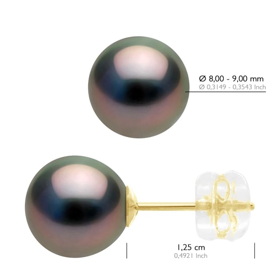 Ohrringe - Gelbgold 375 - Echte Tahiti-Zuchtperlen rund 8-9 mm - Image 2