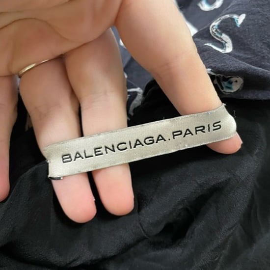 Balenciaga V-Ausschnitt Drucktop aus schwarzer Seide - Image 5