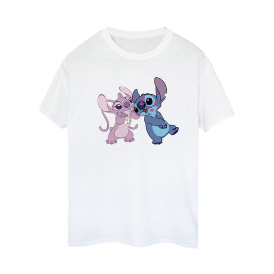 Disney Womens/Ladies Lilo & Stitch Kisses Cotton Boyfriend T-Shirt (White)