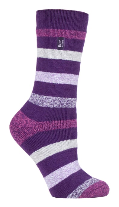 Heat Holders Lite - Womens isoliert thermische Socken | Mehrere Designs einschließlich Argyle Streifen Herzen Sterne | Warme Socken für den Winter - lila Streifen (Jasmine) - Image 1
