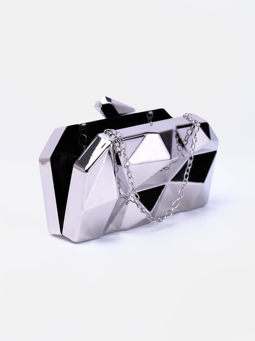 Where's That From Womens Melanie Geometric Pattern Clutch Bag In Silver