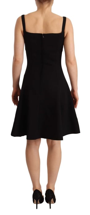 Dolce & Gabbana Damen Schwarzes Fit & Flare Woll Stretch Etuikleid - Image 3