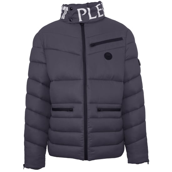 Plein Sport Gepolsterte Jacke mit kühnem Logo Grau - Image 1