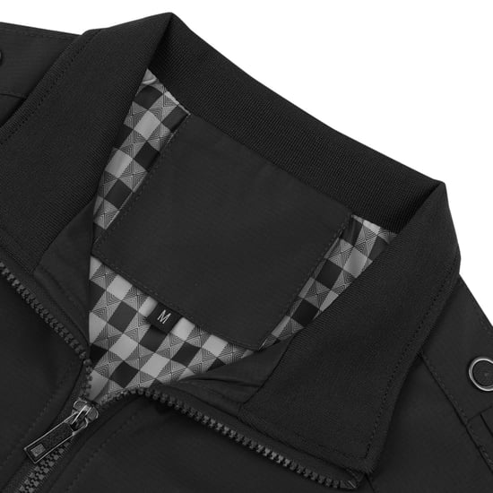 Herren Bomberjacke mit Stehkragen, ¨¹bergangsjacke f¨¹r den Herbst, l?ssige Sportjacke Schwarz - Image 4