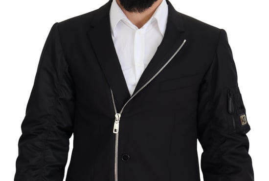 Dolce & Gabbana Schwarze Wolljacke mit Vollem Reißverschluss und Langen Ärmeln für Herren - Image 2