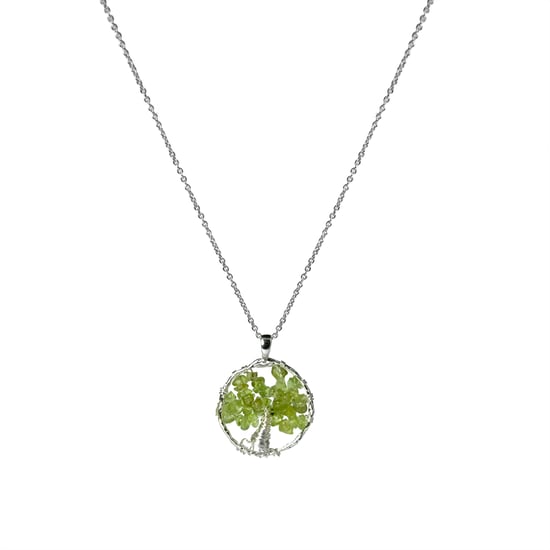 Luxenter budleia metal alloy and prehenite necklace rhodium plated finish