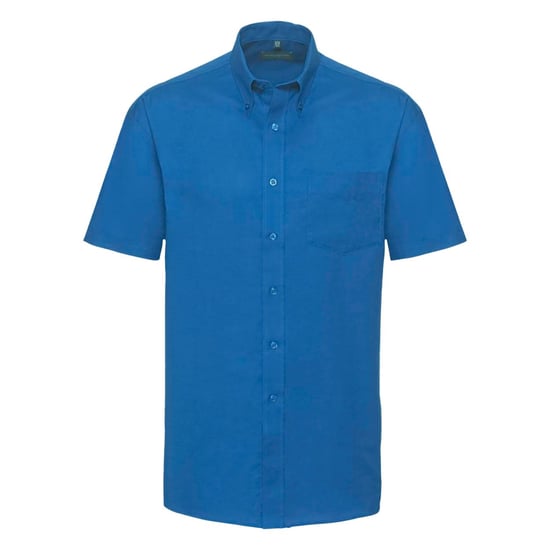 Russell Collection Oxford Herren Hemd, Kurzarm, pflegeleicht (Oxford Blau) - Image 1