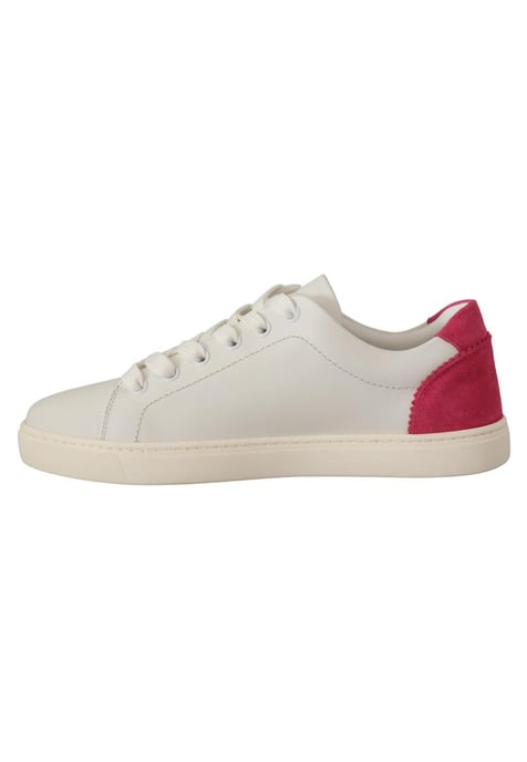 Dolce & Gabbana Women's White Pink Leather Low Top Sneakers  Shoes