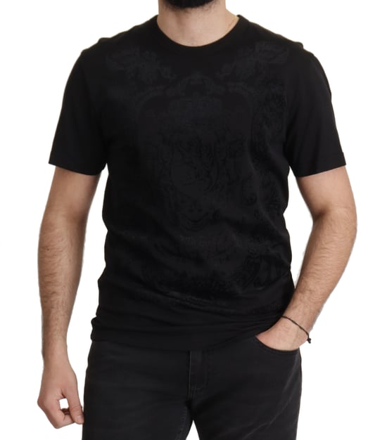 Dolce & Gabbana Schwarzes DG Baroque Baumwolle Rundhals T-Shirt für Herren - Image 3