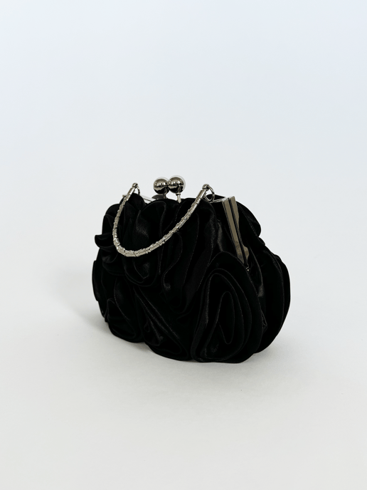 3D Rose Clutch Bag in Black