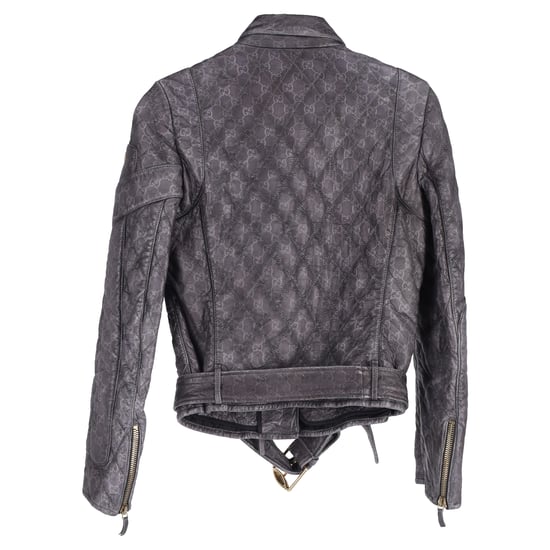 Gucci Monogram Bikerjacke aus schwarzem Leder - Image 2